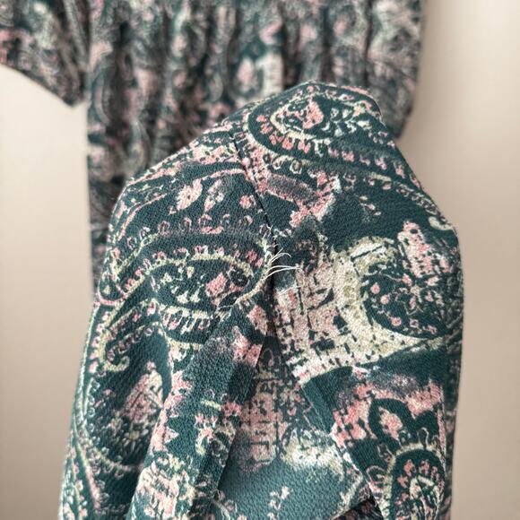 Indigo Rose Womens Green Maxi Dress Paisley 3/4 Sleeve Multicolor Size Large - Picture 6 of 12